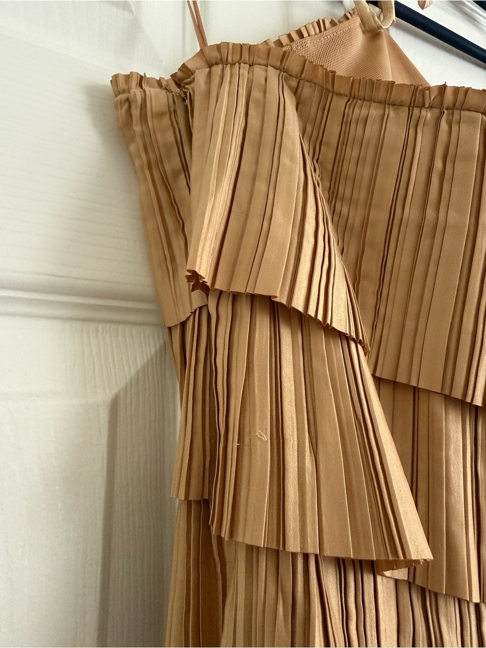 Cult Gaia Patrizia Halter Tiered Pleated Midi Dress Tierra Gold - Picture 6 of 13